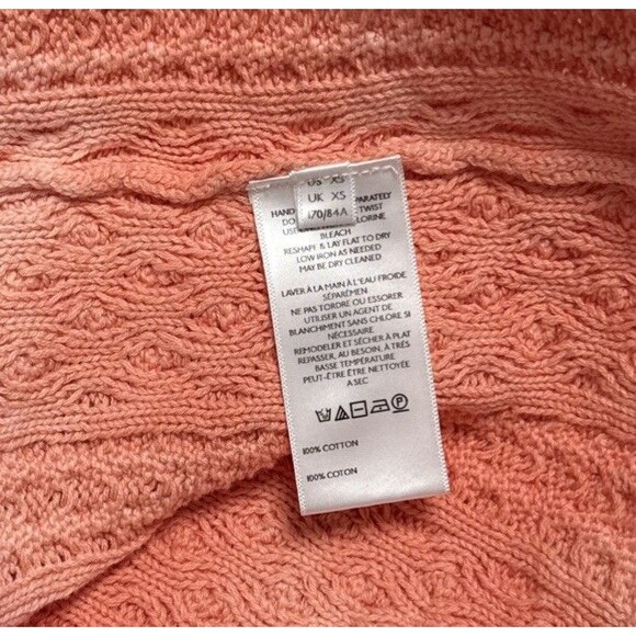 Free People XS Sweater Washed Ashore Cable Knit Cardi Pink Cloud Combo NWT - Picture 7 of 8